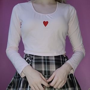 Heart embroidered crop top